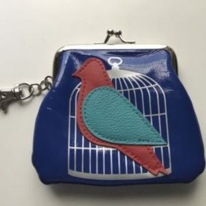 Mini Wallet Blue Faux Patent Leather Coin Purse